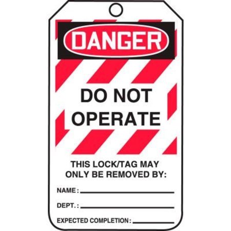 ACCUFORM Accuform Lockout Tag, Danger Do Not Operate, PF-Cardstock, 25/Pack MLT406CTP